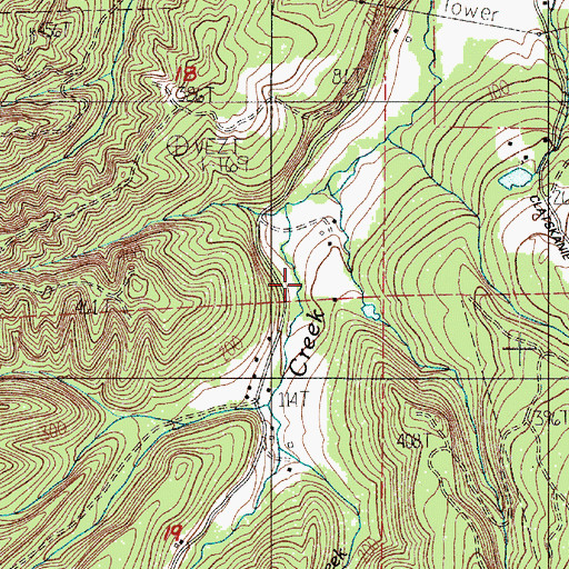 Topographic Map of Roaring Creek, OR