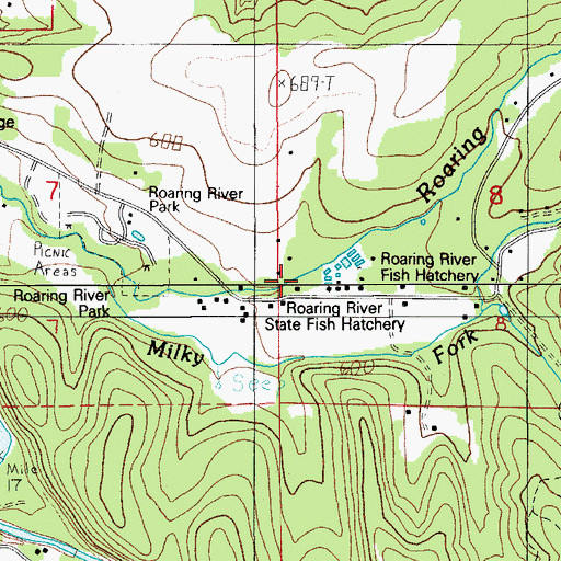 Topographic Map of Roaring River State Fish Hatchery, OR