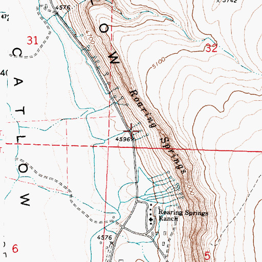 Topographic Map of Roaring Springs, OR