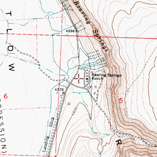 Topographic Map of Roaring Springs Ranch, OR