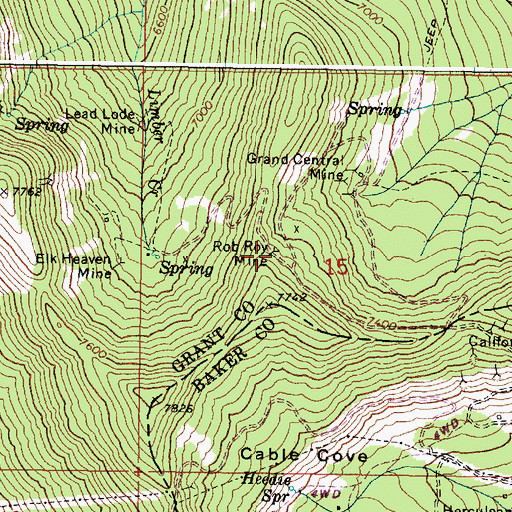 Topographic Map of Rob Roy Mine, OR