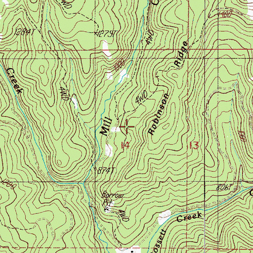 Topographic Map of Robinson Ridge, OR