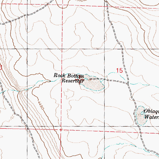 Topographic Map of Rock Bottom Reservoir, OR