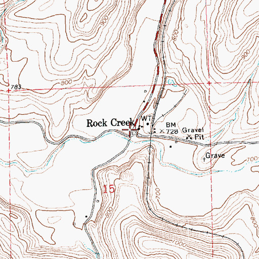 Topographic Map of Rock Creek, OR