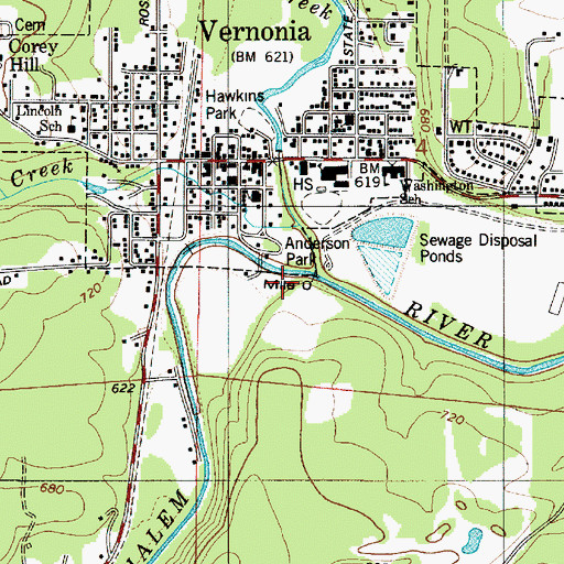 Topographic Map of Rock Creek, OR
