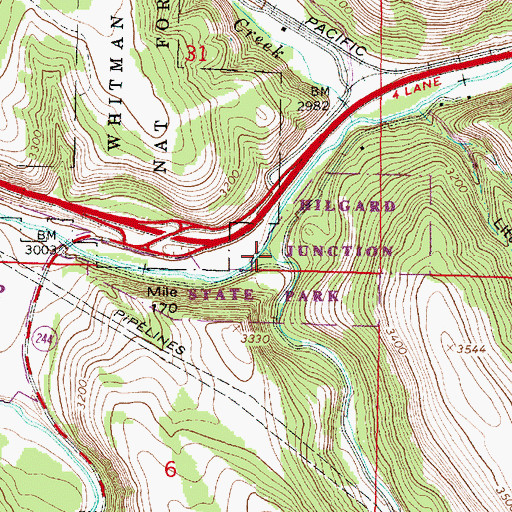 Topographic Map of Rock Creek, OR