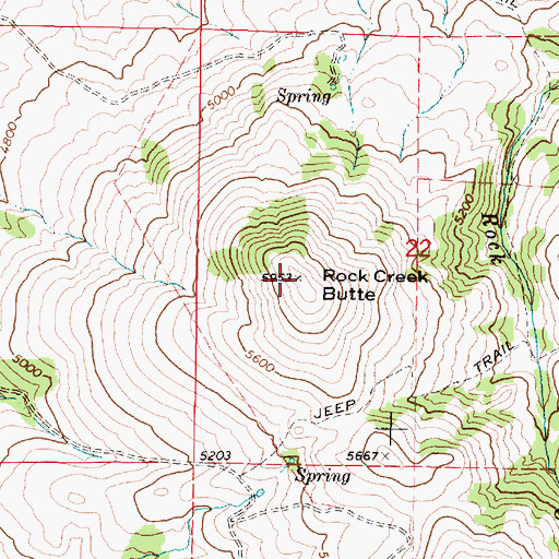 Topographic Map of Rock Creek Butte, OR