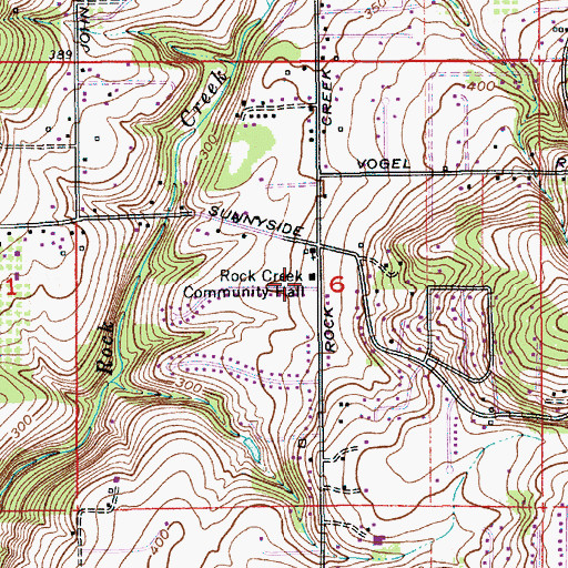 Topographic Map of Rock Creek Community Hall, OR