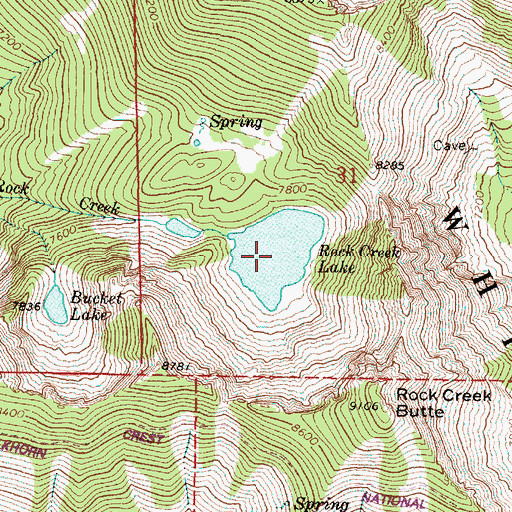 Topographic Map of Rock Creek Lake, OR