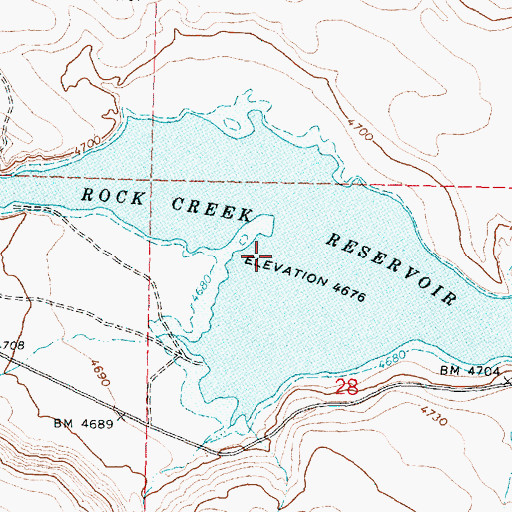 Topographic Map of Rock Creek Reservoir, OR