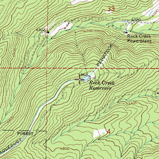 Topographic Map of Rock Creek Reservoir, OR