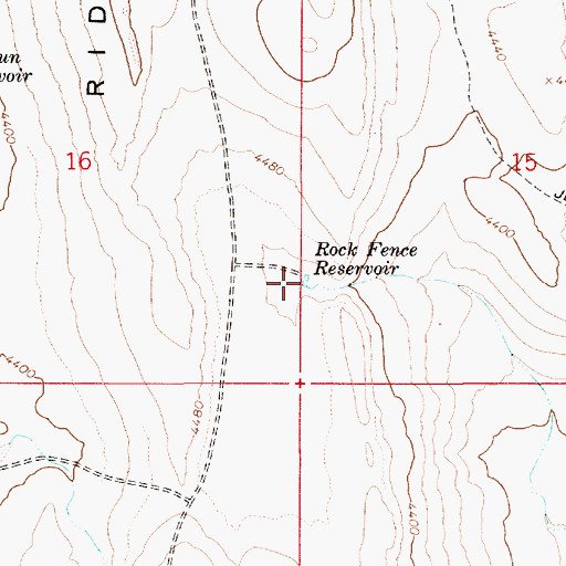 Topographic Map of Rock Fence Reservoir, OR
