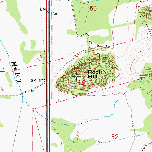 Topographic Map of Rock Hill, OR