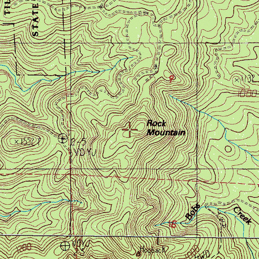 Topographic Map of Rock Mountain, OR
