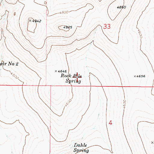Topographic Map of Rock Pile Spring, OR