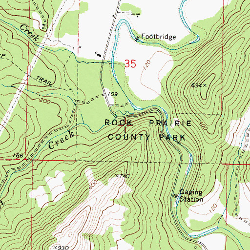 Topographic Map of Rock Prairie County Park, OR