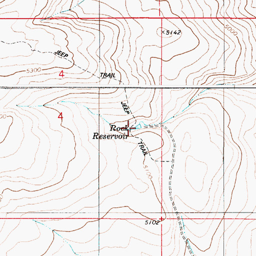 Topographic Map of Rock Reservoir, OR