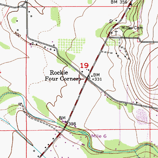 Topographic Map of Rockie Four Corners, OR