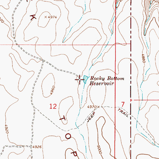 Topographic Map of Rocky Bottom Reservoir, OR