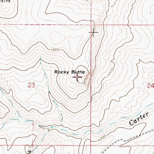 Topographic Map of Rocky Butte, OR