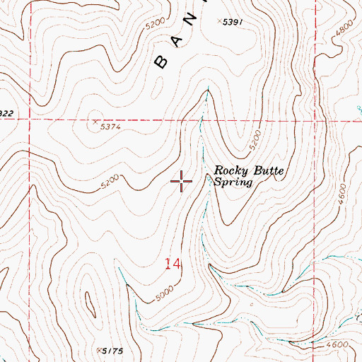 Topographic Map of Rocky Butte Spring, OR