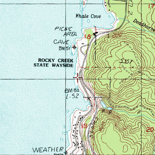 Topographic Map of Rocky Creek State Park, OR