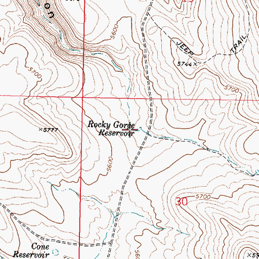 Topographic Map of Rocky Gorge Reservoir, OR