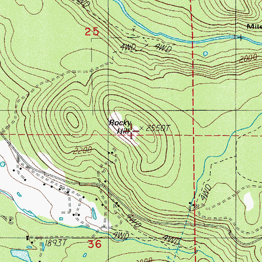 Topographic Map of Rocky Hill, OR