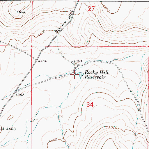 Topographic Map of Rocky Hill Reservoir, OR