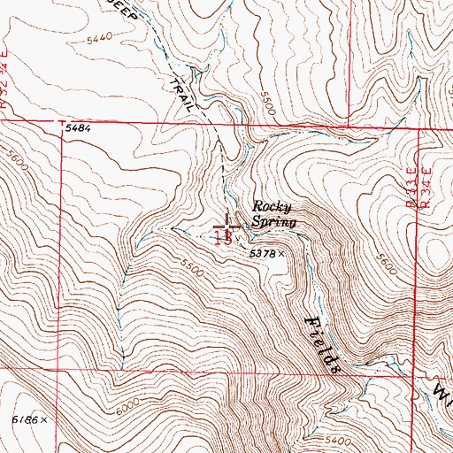 Topographic Map of Rocky Spring, OR