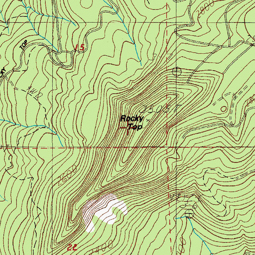 Topographic Map of Rocky Top, OR