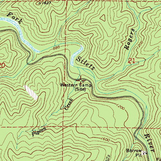 Topographic Map of Rogers Creek, OR