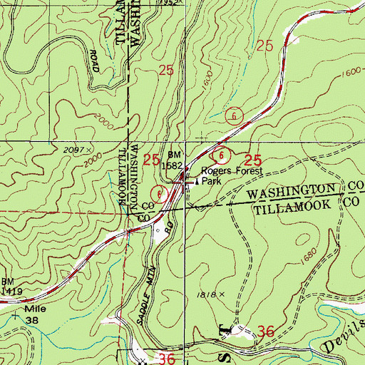 Topographic Map of Rogers Forest Park, OR