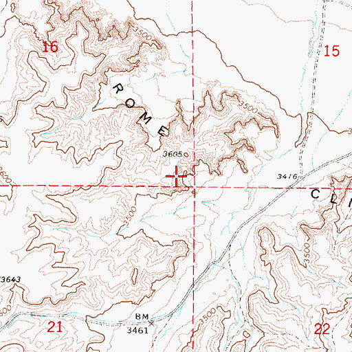 Topographic Map of Rome Cliffs, OR