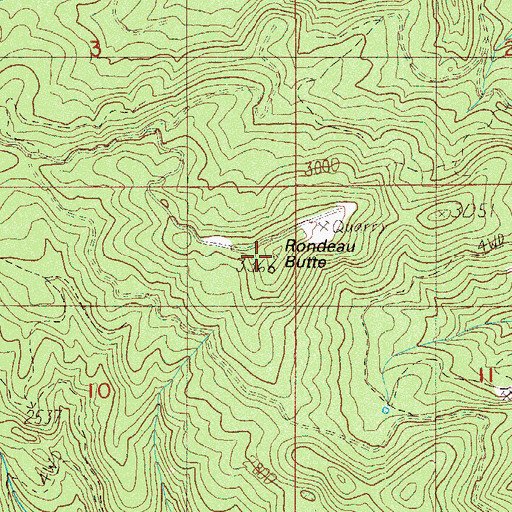 Topographic Map of Rondeau Butte, OR