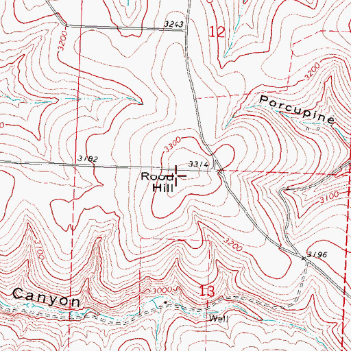 Topographic Map of Rood Hill, OR
