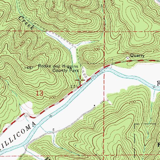 Topographic Map of Rooke and Higgins County Park Boat Ramp, OR