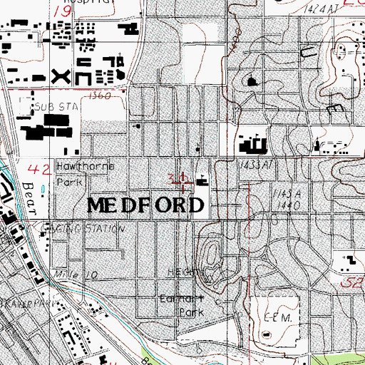 Topographic Map of Roosevelt Elementary School, OR
