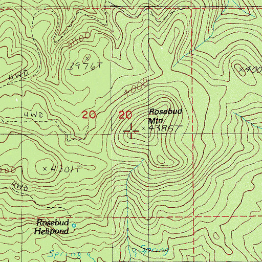 Topographic Map of Rosebud Mountain, OR