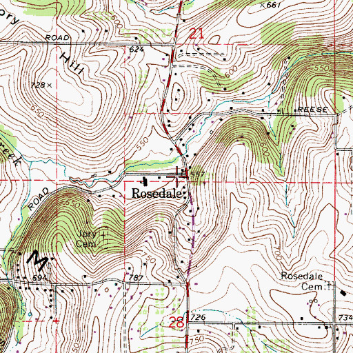 Topographic Map of Rosedale, OR