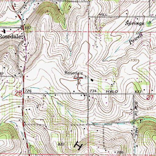 Topographic Map of Rosedale Friends Cemetery, OR
