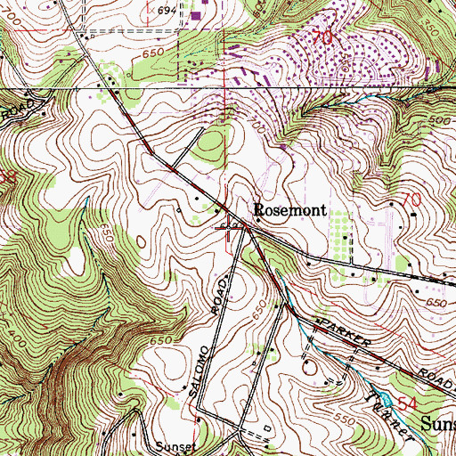 Topographic Map of Rosemont, OR