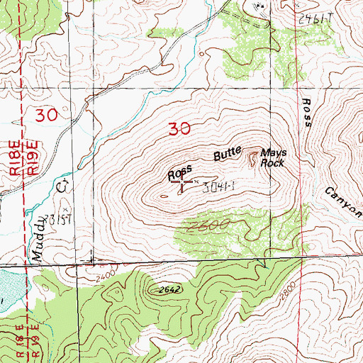 Topographic Map of Ross Butte, OR