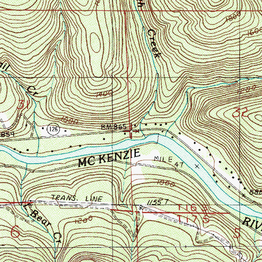 Topographic Map of Rough Creek, OR