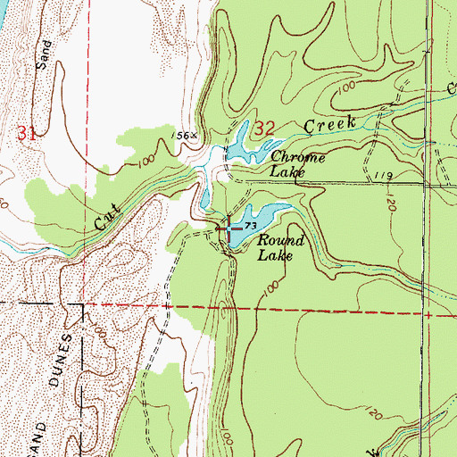 Topographic Map of Round Lake, OR