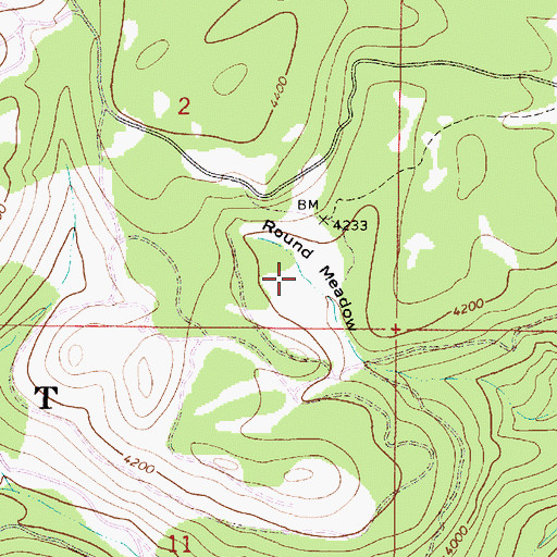 Topographic Map of Round Meadow, OR