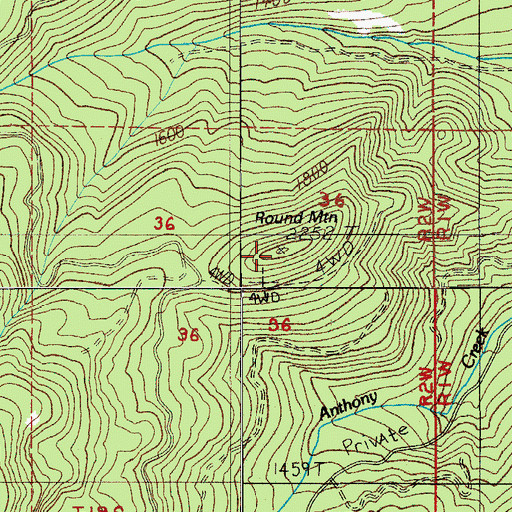 Topographic Map of Round Mountain, OR