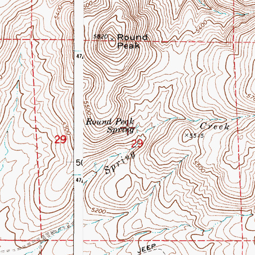 Topographic Map of Round Peak Spring, OR