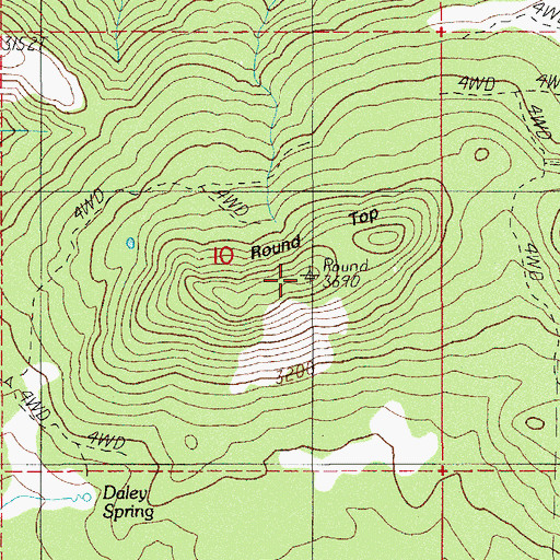 Topographic Map of Round Top, OR