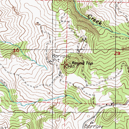 Topographic Map of Round Top, OR
